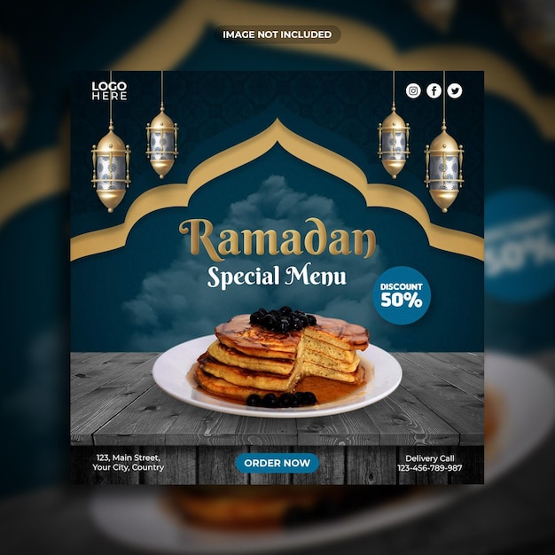 Szablon Postu W Mediach Społecznościowych Ze Specjalnym Menu Ramadanu