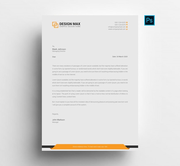 Szablon profesjonalnego biznesowego papieru pocztowego