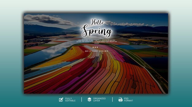 PSD szablon projektowania grafiki i mediów społecznościowych hello spring