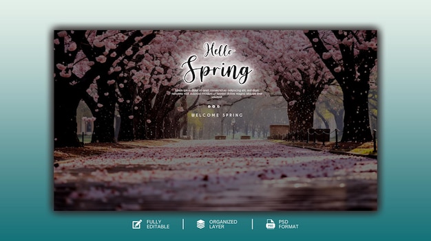 PSD szablon projektowania grafiki i mediów społecznościowych hello spring