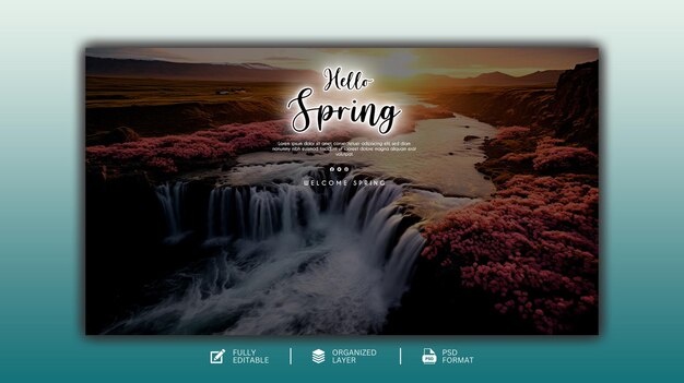 PSD szablon projektowania grafiki i mediów społecznościowych hello spring