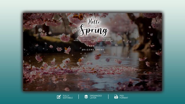 PSD szablon projektowania grafiki i mediów społecznościowych hello spring