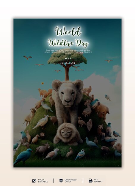 Szablon Projektowania Grafiki I Mediów Społecznościowych Na światowy Dzień Dzikiej Przyrody