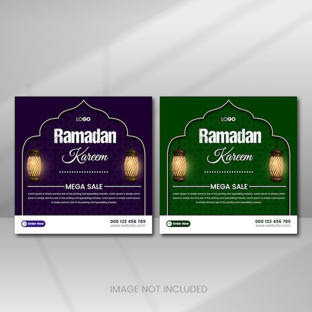 PSD szablon projektu banera ramadan kareem w mediach społecznościowych