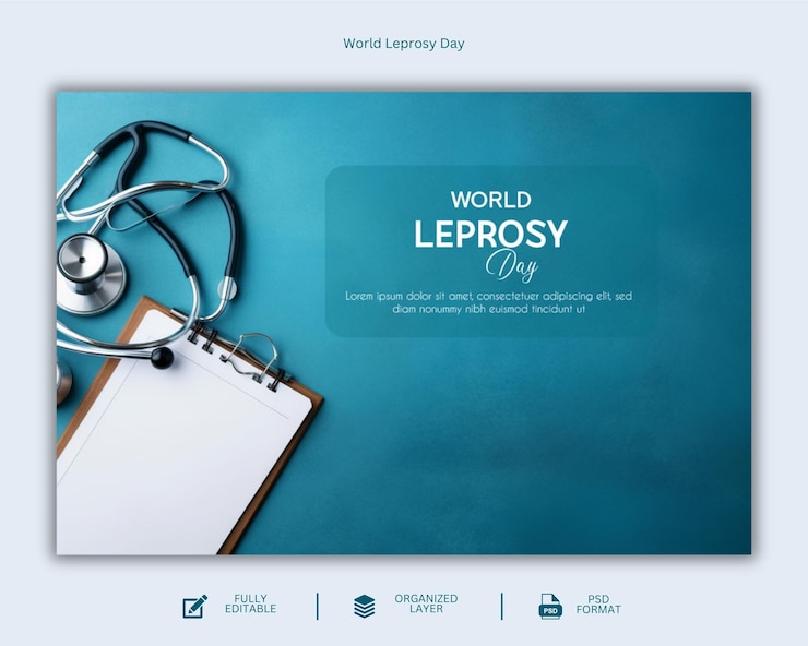 PSD szablon projektu graficznego dla mediów społecznościowych na światowy dzień lepry