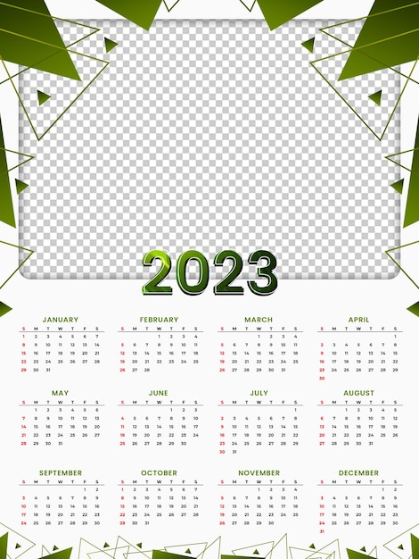 PSD szablon projektu kalendarza 2023