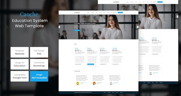 PSD szablon projektu strony internetowej edukacji caoche