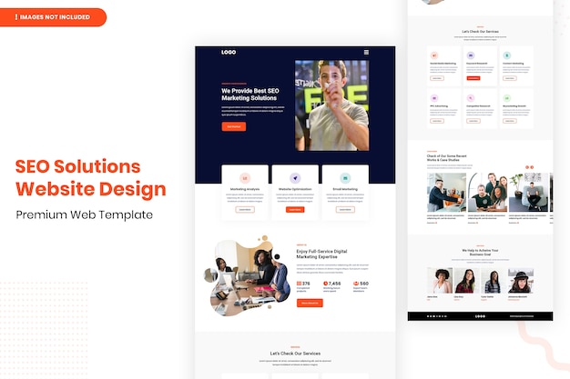PSD szablon projektu strony internetowej rozwiązań seo