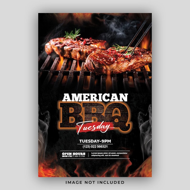 Szablon projektu ulotki menu restauracji American BBQ Food