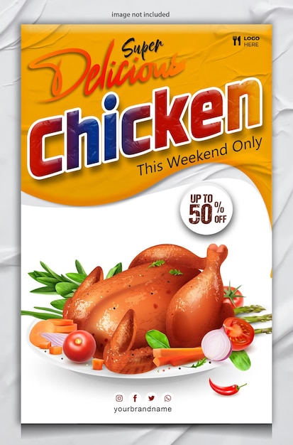 PSD szablon projektu ulotki z jedzeniem z kurczaka