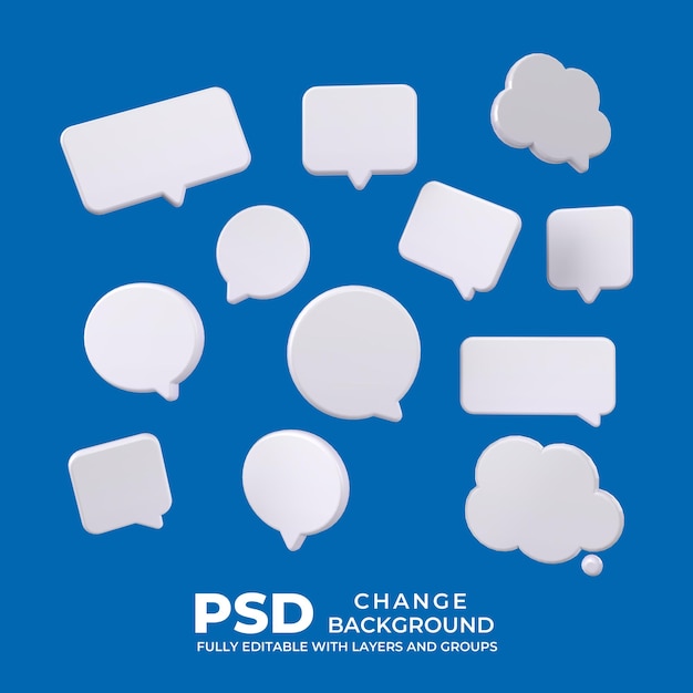 szablon PSD 3D Speech Bubbles