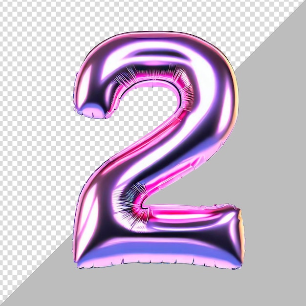 Szablon PSD numer dwa wykonany z neonowego balonu urodzinowego