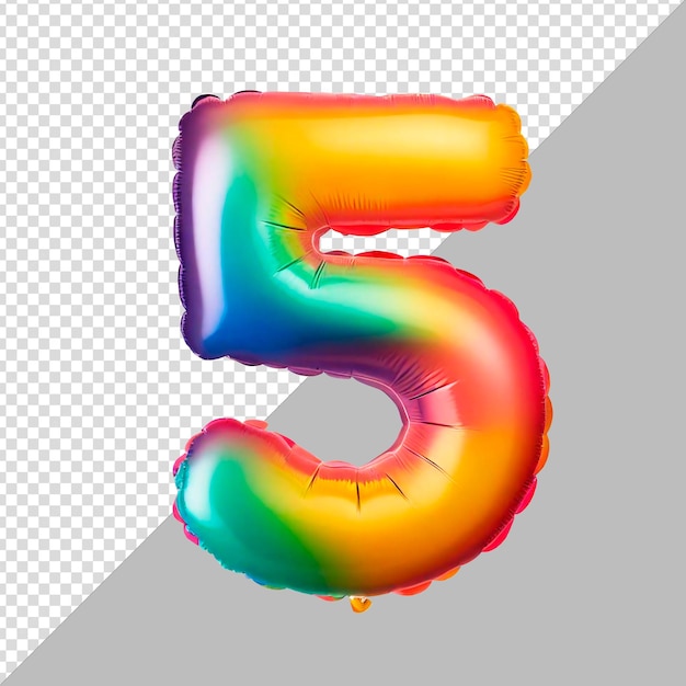 PSD szablon psd numer pięć wykonany z balonu imprezowego