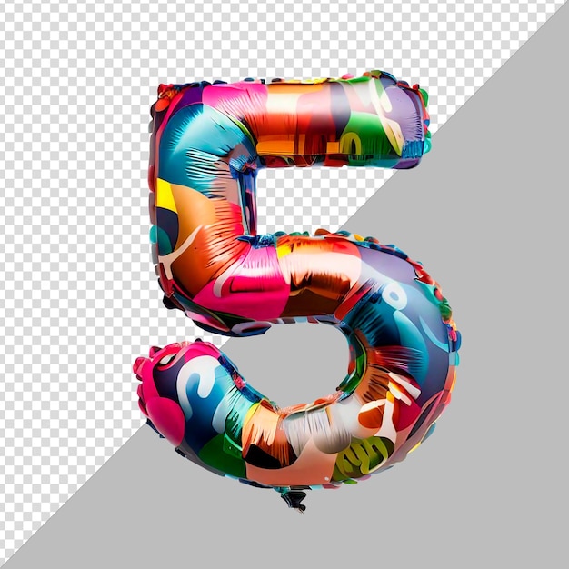 PSD szablon psd numer pięć wykonany z balonu z okazji urodzin