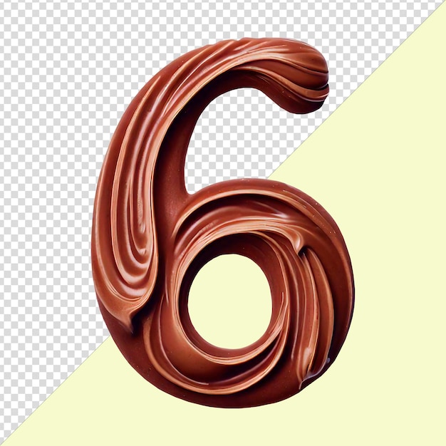PSD szablon psd numer sześć wykonany z czekolady