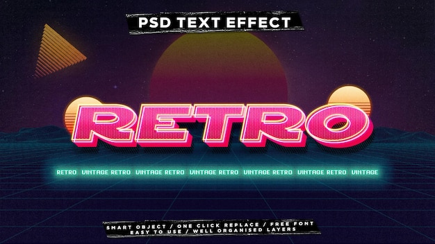 PSD szablon psd z efektem retro tekstu