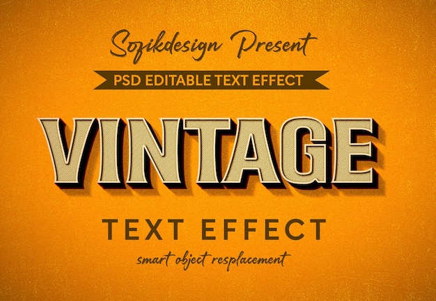 Szablon PSD z efektem tekstu w stylu vintage