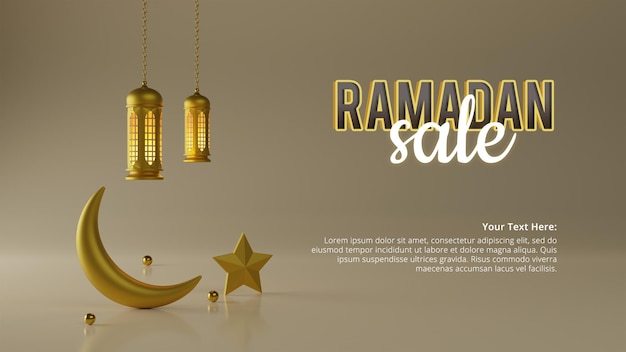 Szablon Reklamy Tła Sprzedaży Ramadan W Renderowaniu 3d