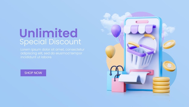 Szablon sieci web 3D zakupy online