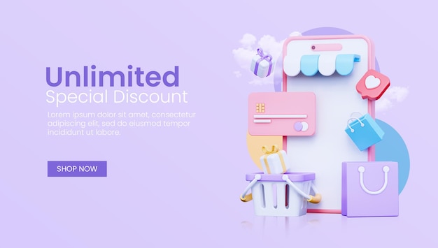 Szablon sieci web 3D zakupy online