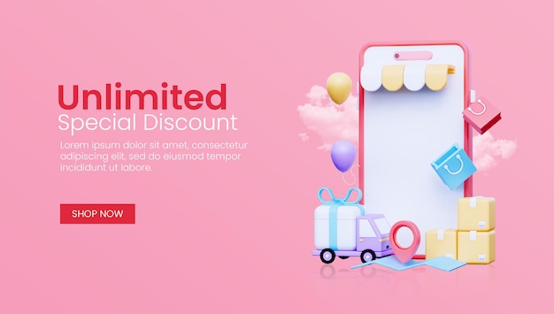 Szablon sieci web 3D zakupy online