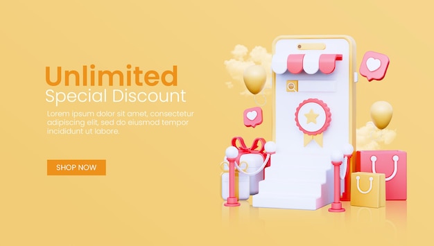 Szablon sieci web 3D zakupy online
