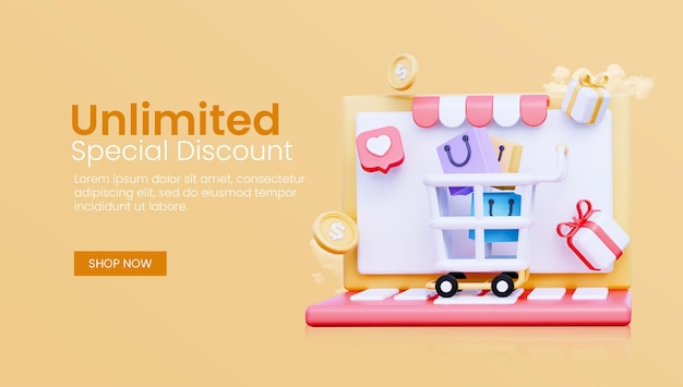 Szablon sieci web 3D zakupy online