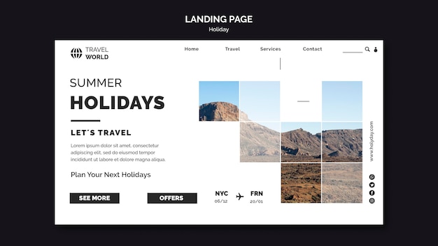 PSD szablon sieci web strony docelowej wakacje