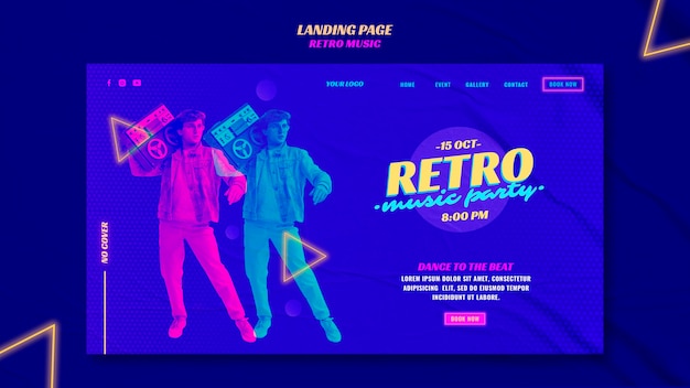 Szablon strony docelowej muzyki retro