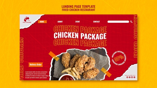 PSD szablon strony docelowej pakietu smażonego kurczaka