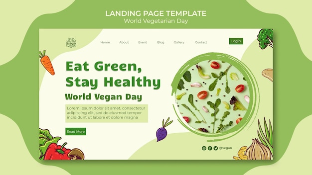 PSD szablon strony docelowej światowego dnia wegetariańskiego