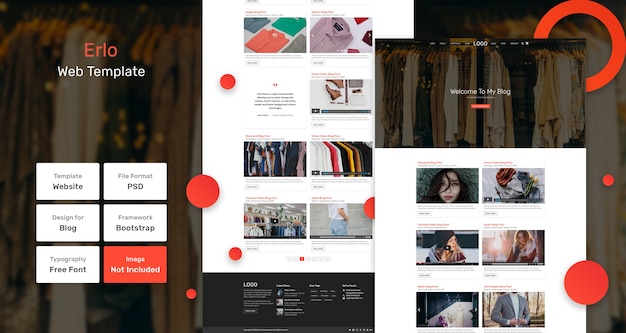 PSD szablon strony internetowej bloga erlo