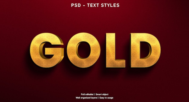 PSD szablon stylu efektu tekstu złota