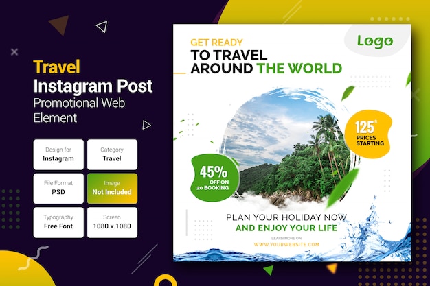 Szablon Transparent Post Instagram Podróży