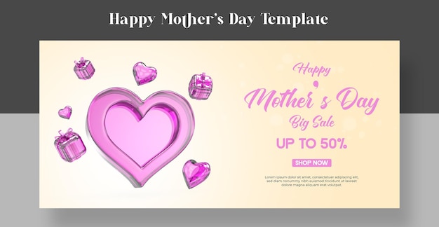 PSD szablon transparentu happy mother's day renderowanie 3d