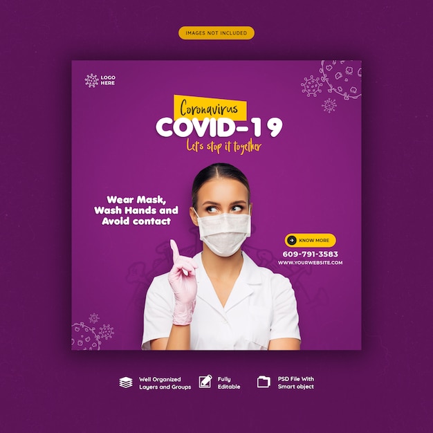 Szablon transparentu medialnego Coronavirus lub convid-19