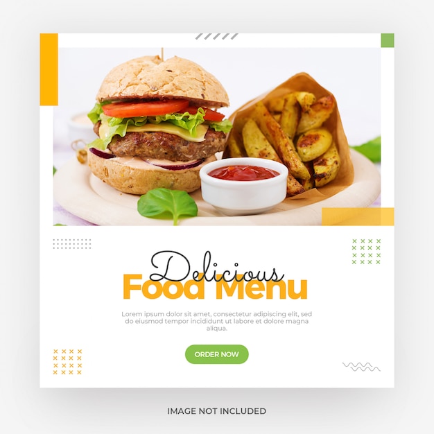 PSD szablon transparentu post w mediach społecznościowych z menu burgera