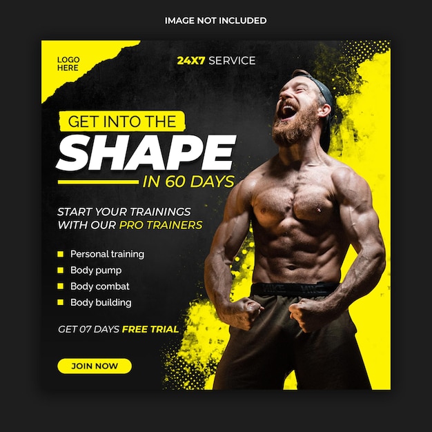 Szablon transparentu postu w mediach społecznościowych i fitness