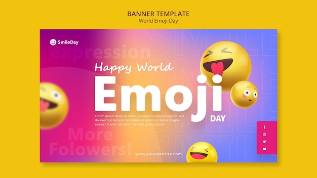 Szablon transparentu poziomego dnia emoji