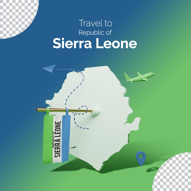 Szablon Travel Instagram Post Z 3d Renderem Mapy Sierra Leone