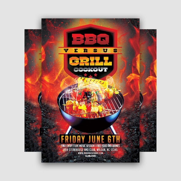 Szablon ulotki BBQ Versus Grill Cookout