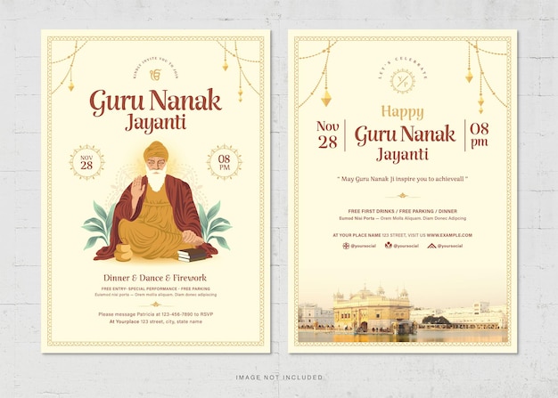 Szablon Ulotki Guru Nanak Motyw Indyjski V1 W Photoshopie Psd