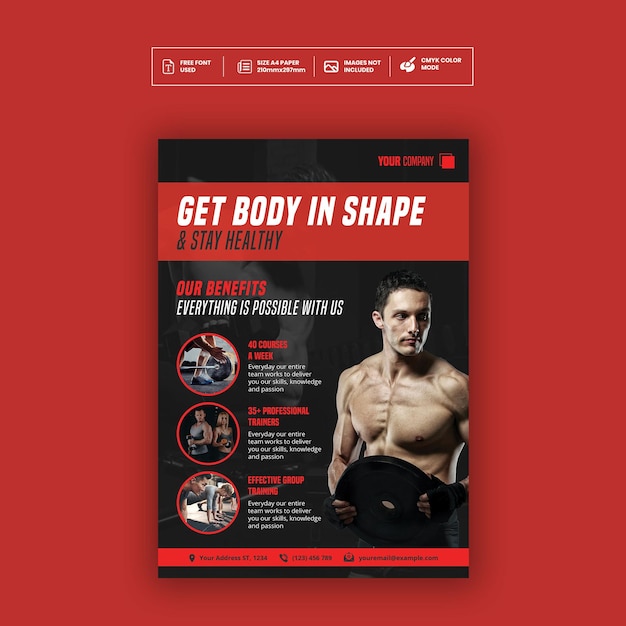Szablon ulotki na siłownię i fitness