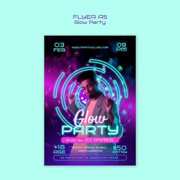 Szablon uroczystości Glow Party