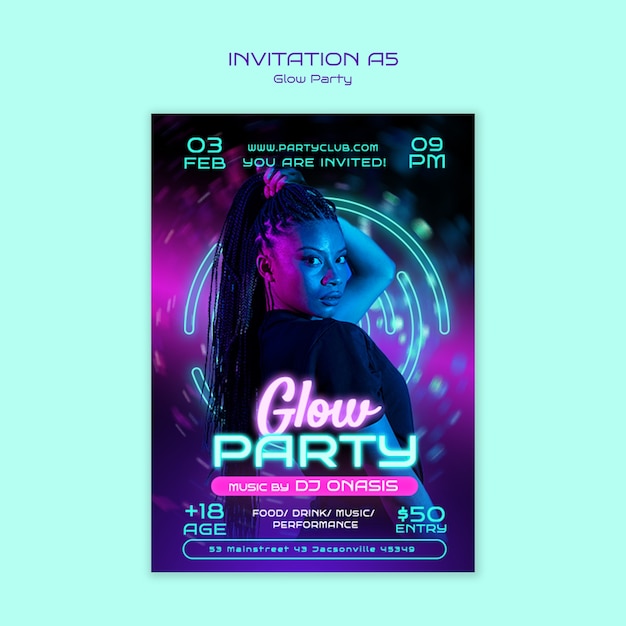 Szablon uroczystości Glow Party