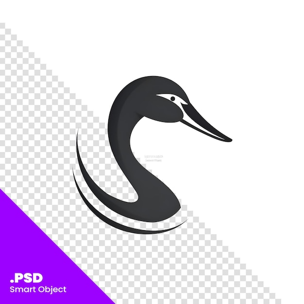 PSD szablon wektorowy inspiracji do projektowania logo łabędzia szablon psd creative symbol of swimming
