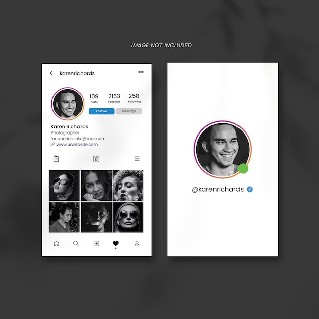 PSD szablon wizytówki instagram