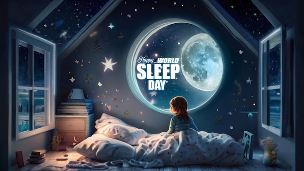 PSD szablon wzoru tła happy world sleep day