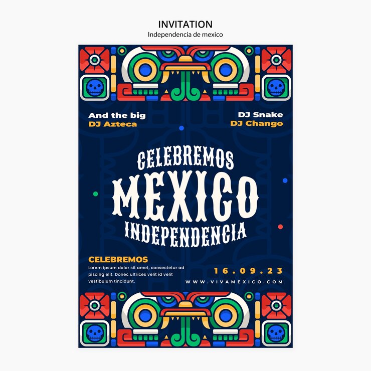 PSD szablon zaproszenia independencia de méxico