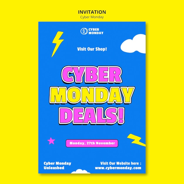 PSD szablon zaproszenia na cyber monday